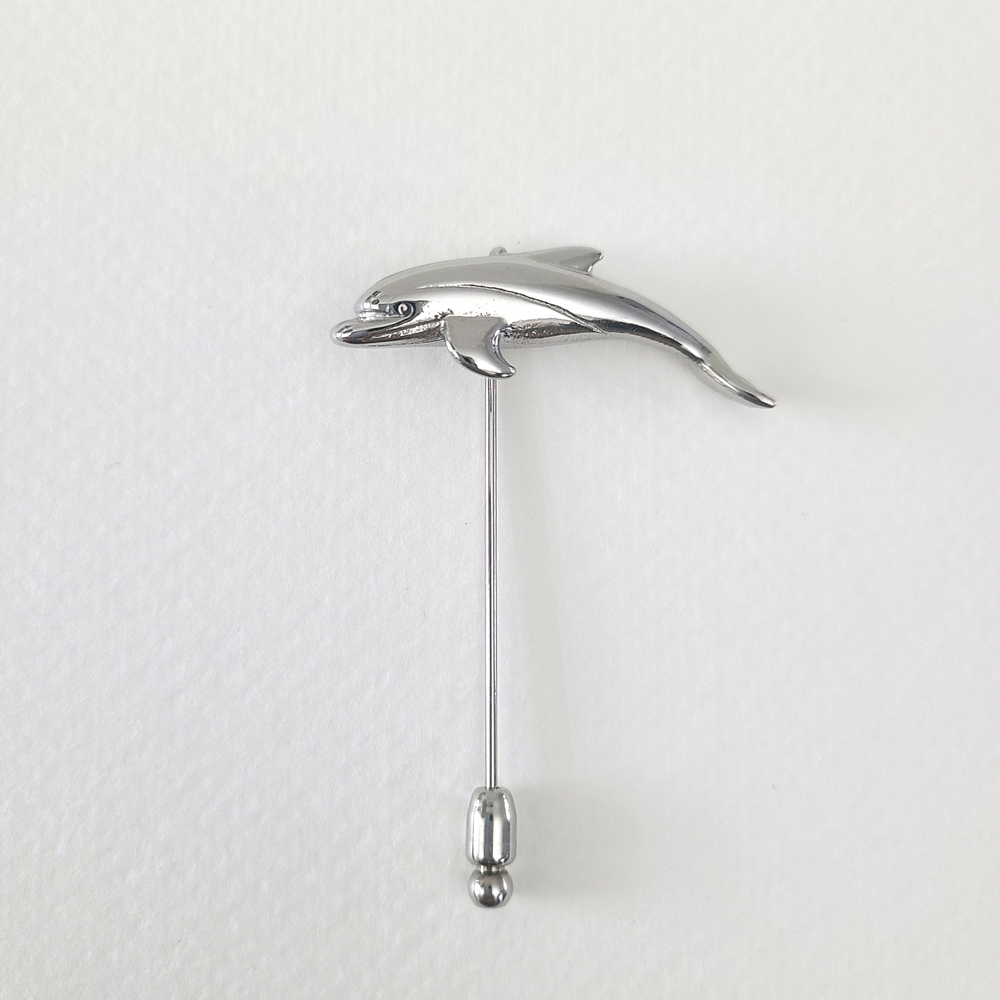 Silver Dolphin Brooch Stick Pin